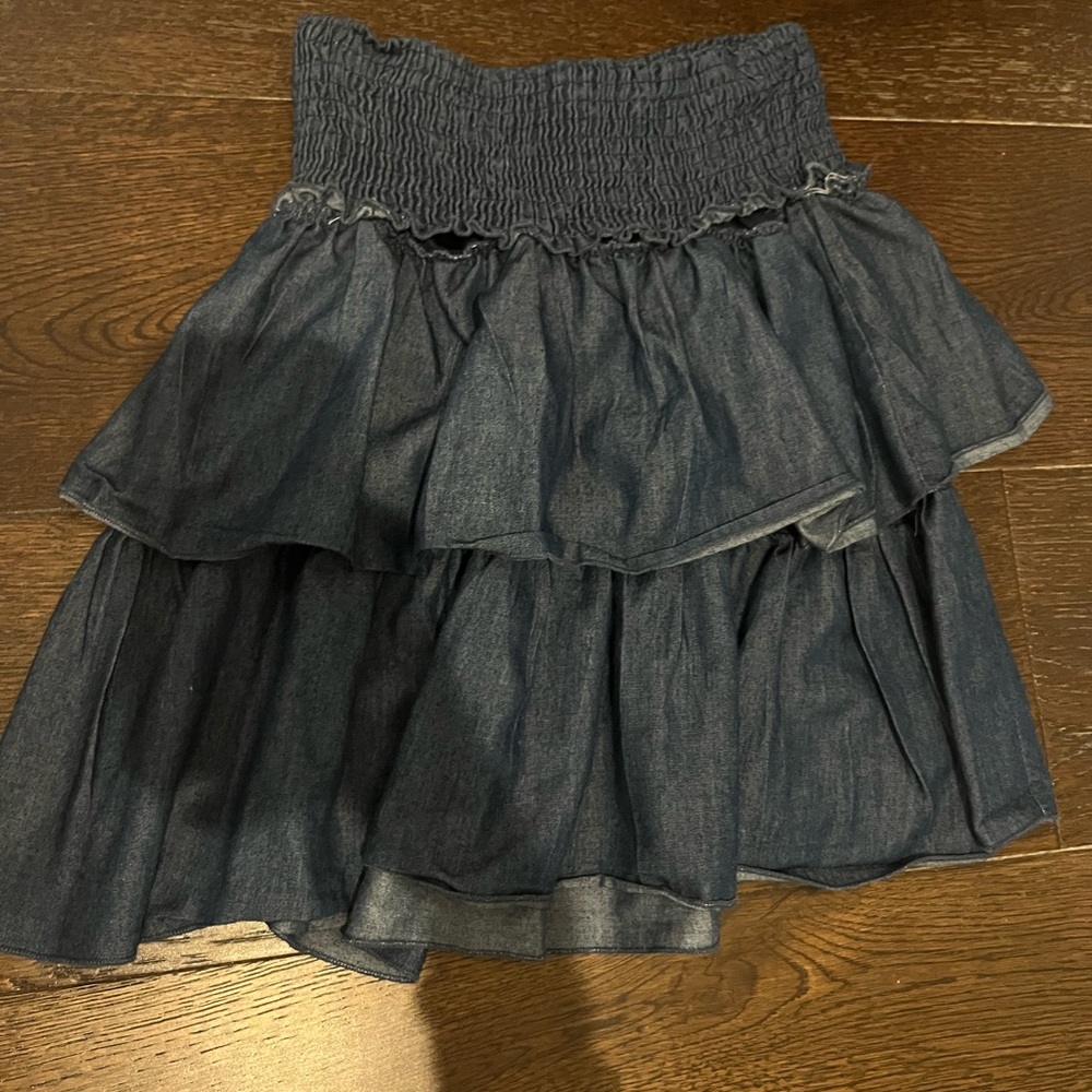 BLUE RUFFLE SKIRT